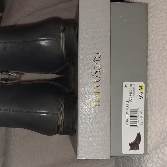 Franco Sarto women's leather round toe booties in charcoal gray 9.5B - Picture 3 of 5